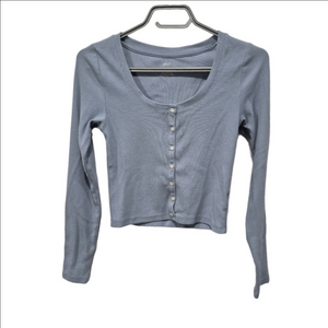 Aerie Ribbed Blue Cardigan Long Sleeve Shirt